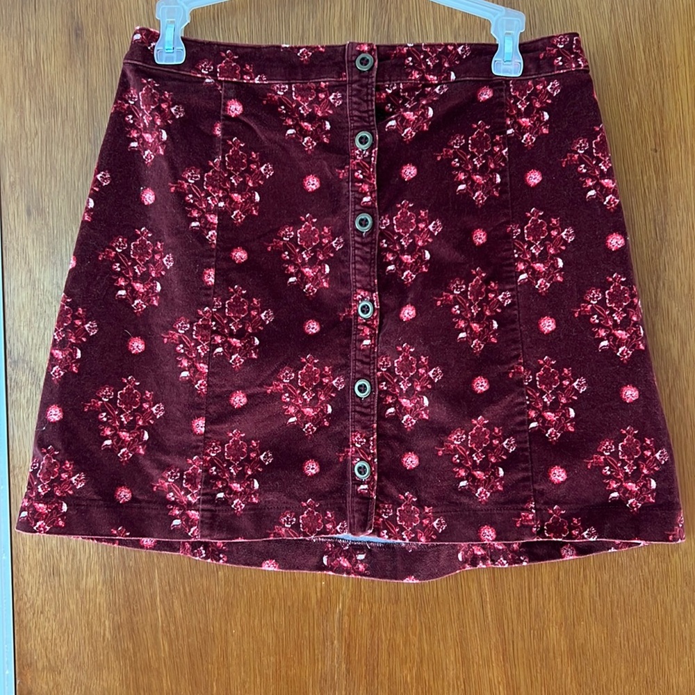 Soft Velveteen Floral Skirt